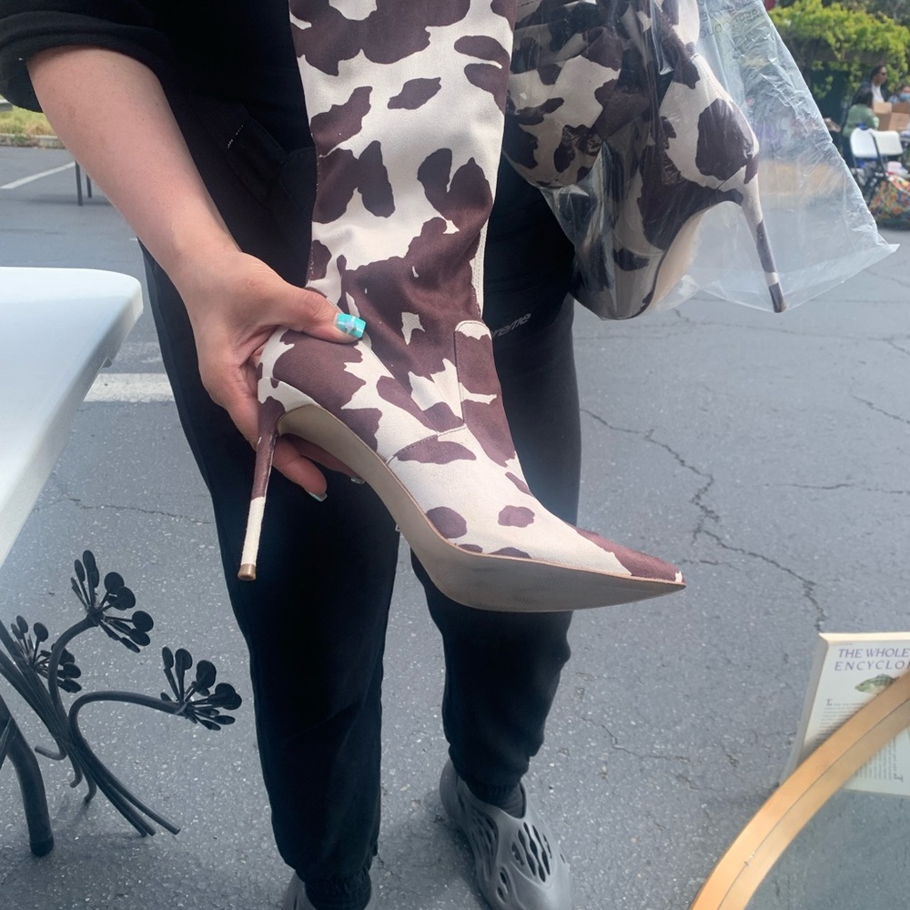 Steve Madden Brown and Cream Heeled Boots